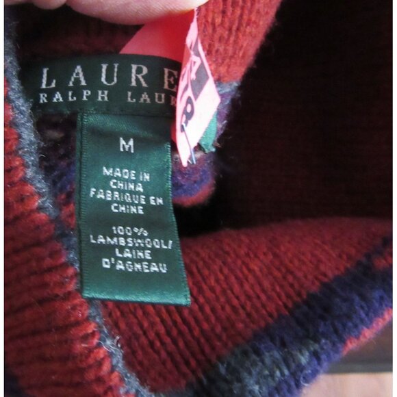 Lauren Ralph Lauren Turtleneck Sweater Medium Lambswool Multicolor Geometric Pat - Picture 6 of 6